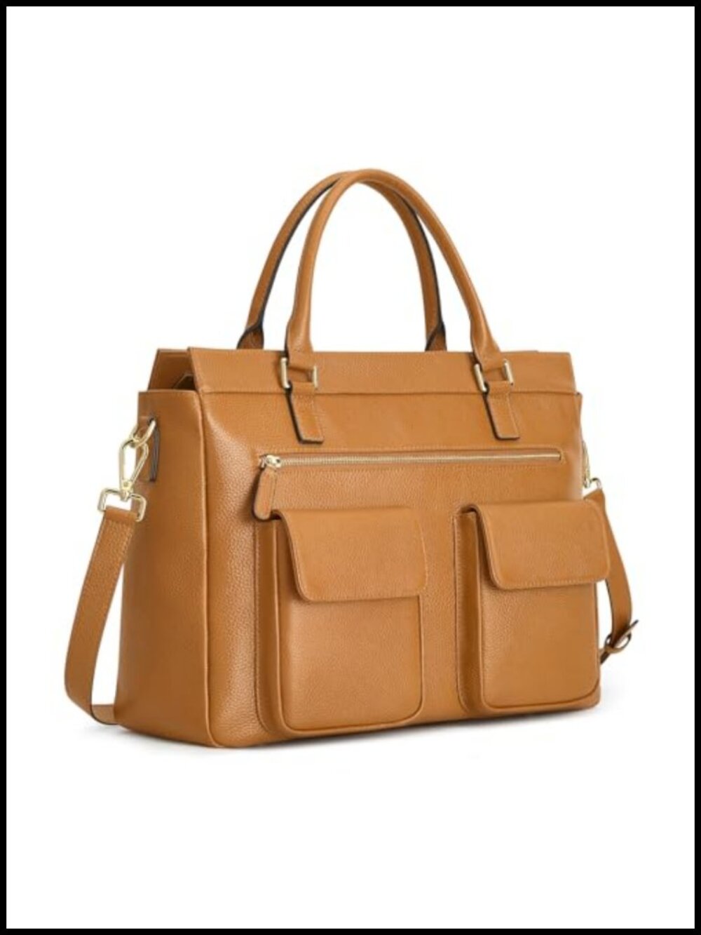 Leather Briefcase 15 Inch Laptop Bag Work Tote Shoulder Strap